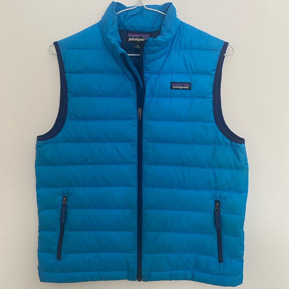 Kids Patagonia Blue Quilted Down Vest, sz 14